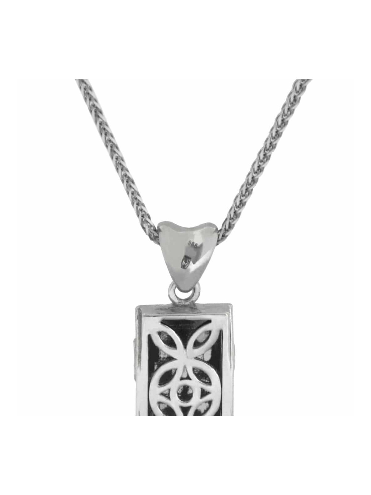14K White Gold Mezuzah Cover Pendant , Tu B'Av Gifts , Israeli Judaica