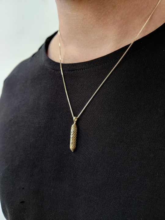 Elegant 14k Gold Mezuzah Pendant Torah Necklace , Tu B'Av Gifts , Isra