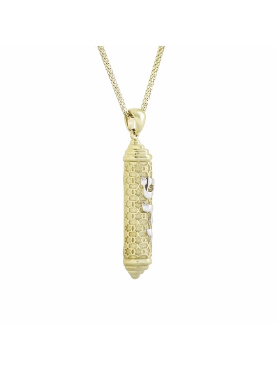Elegant 14k Gold Mezuzah Pendant Torah Necklace , Tu B'Av Gifts , Isra