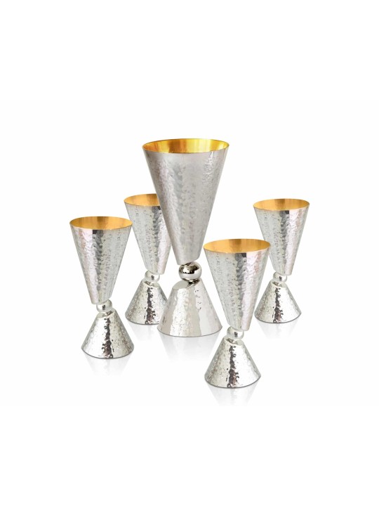 Petite tasse de Kiddouch moderne avec finition martelée, cadeaux de Pâque, Isra