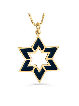 Pendentif en or émaillé étoile de David creux, cadeaux Tu B'Av, J israélien