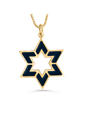 Pendentif en or émaillé étoile de David creux, cadeaux Tu B'Av, J israélien