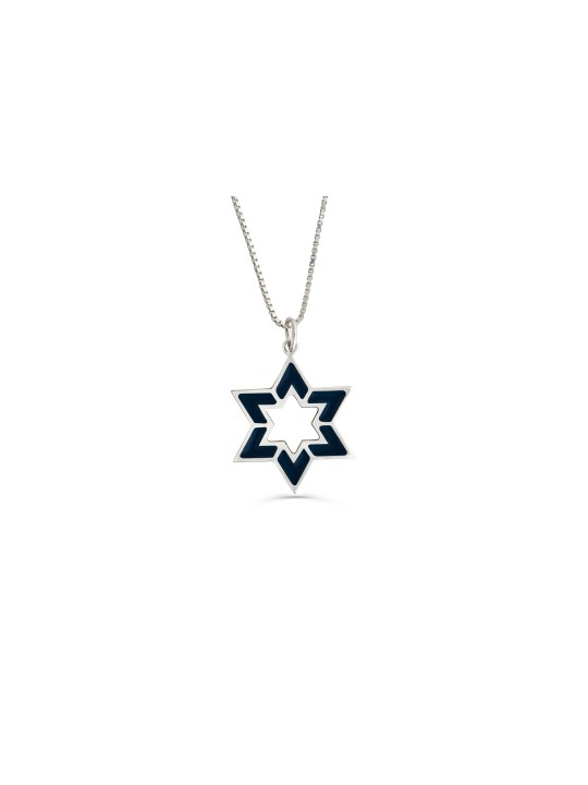 Pendentif en or émaillé étoile de David creux, cadeaux Tu B'Av, J israélien