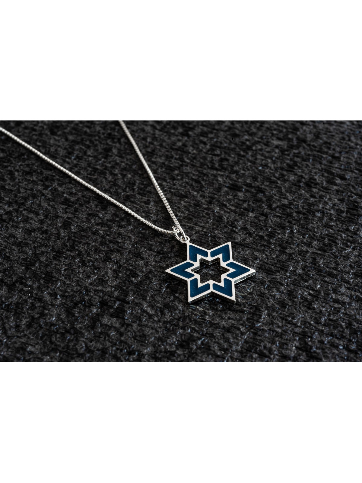 Star of David Hollow Enameled Gold Pendant , Tu B'Av Gifts , Israeli J