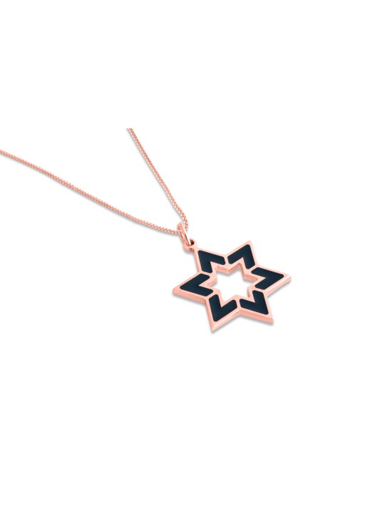 Pendentif en or émaillé étoile de David creux, cadeaux Tu B'Av, J israélien