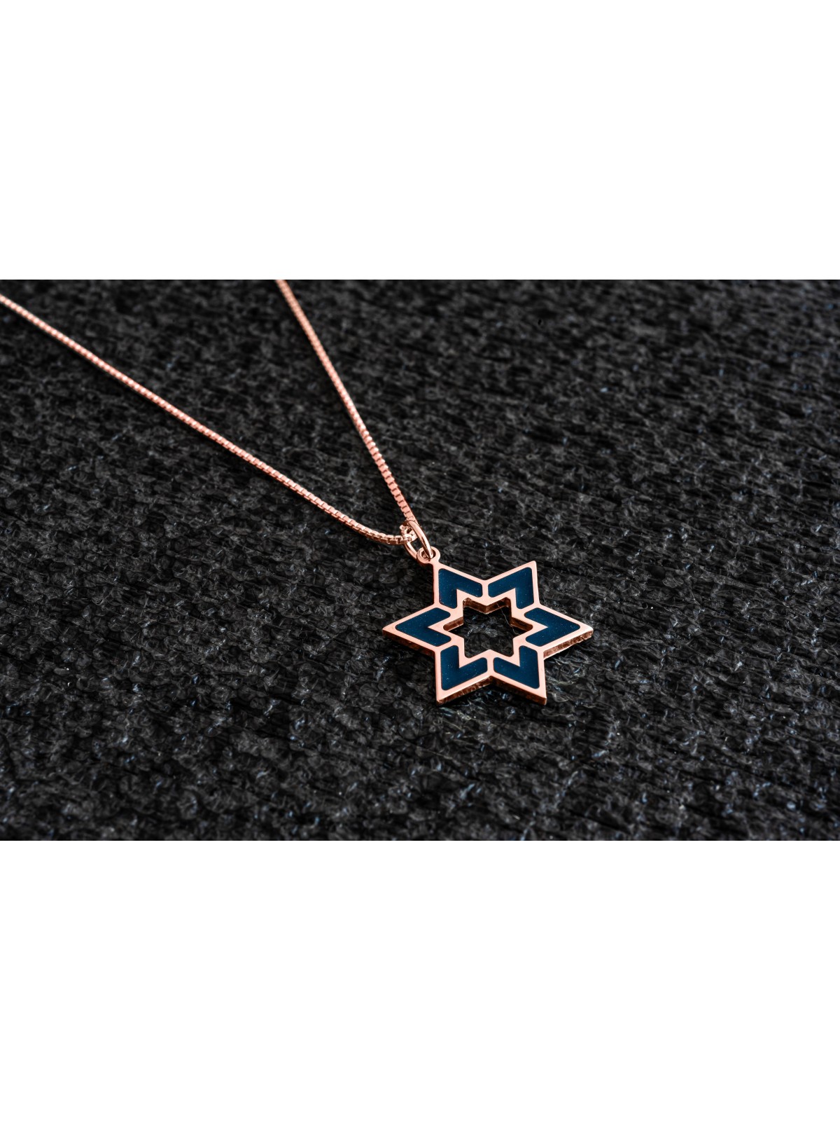 Star of David Hollow Enameled Gold Pendant , Tu B'Av Gifts , Israeli J