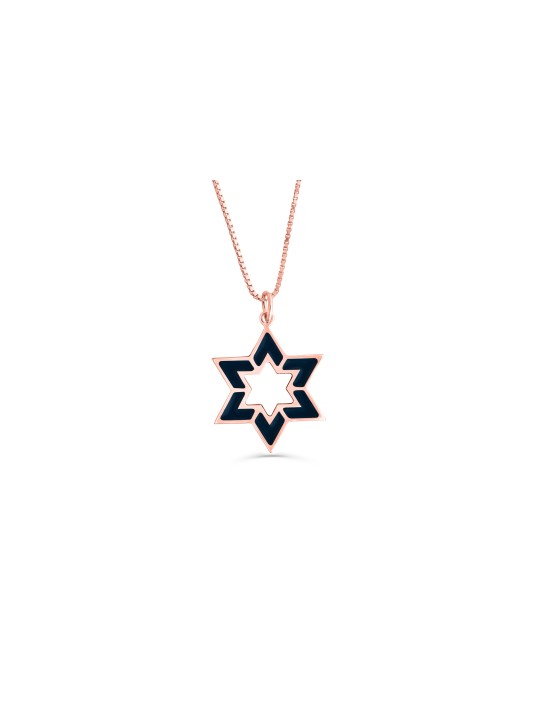 Pendentif en or émaillé étoile de David creux, cadeaux Tu B'Av, J israélien