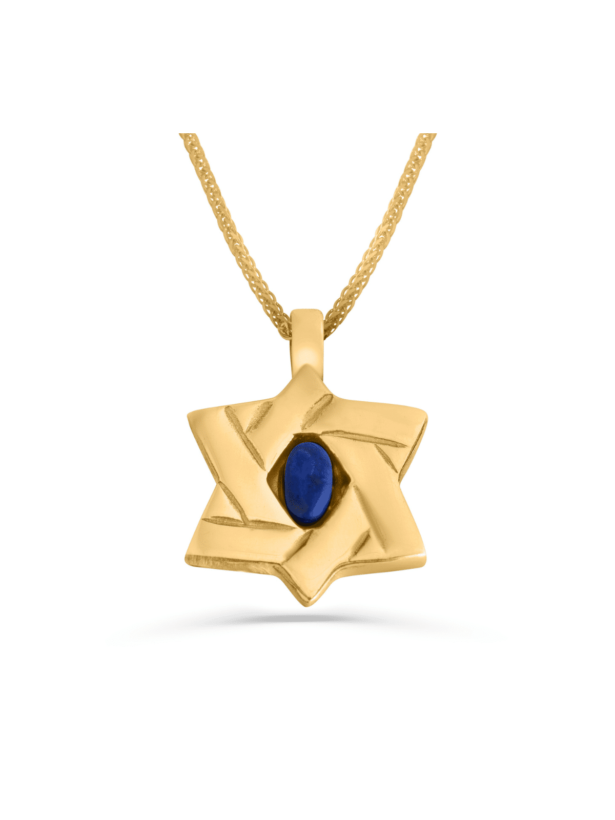 Modern Sterling Gold Necklace with Lapis Stones , Tu B'Av Gifts , Isra