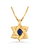 Modern Sterling Gold Necklace with Lapis Stones , Tu B'Av Gifts , Isra