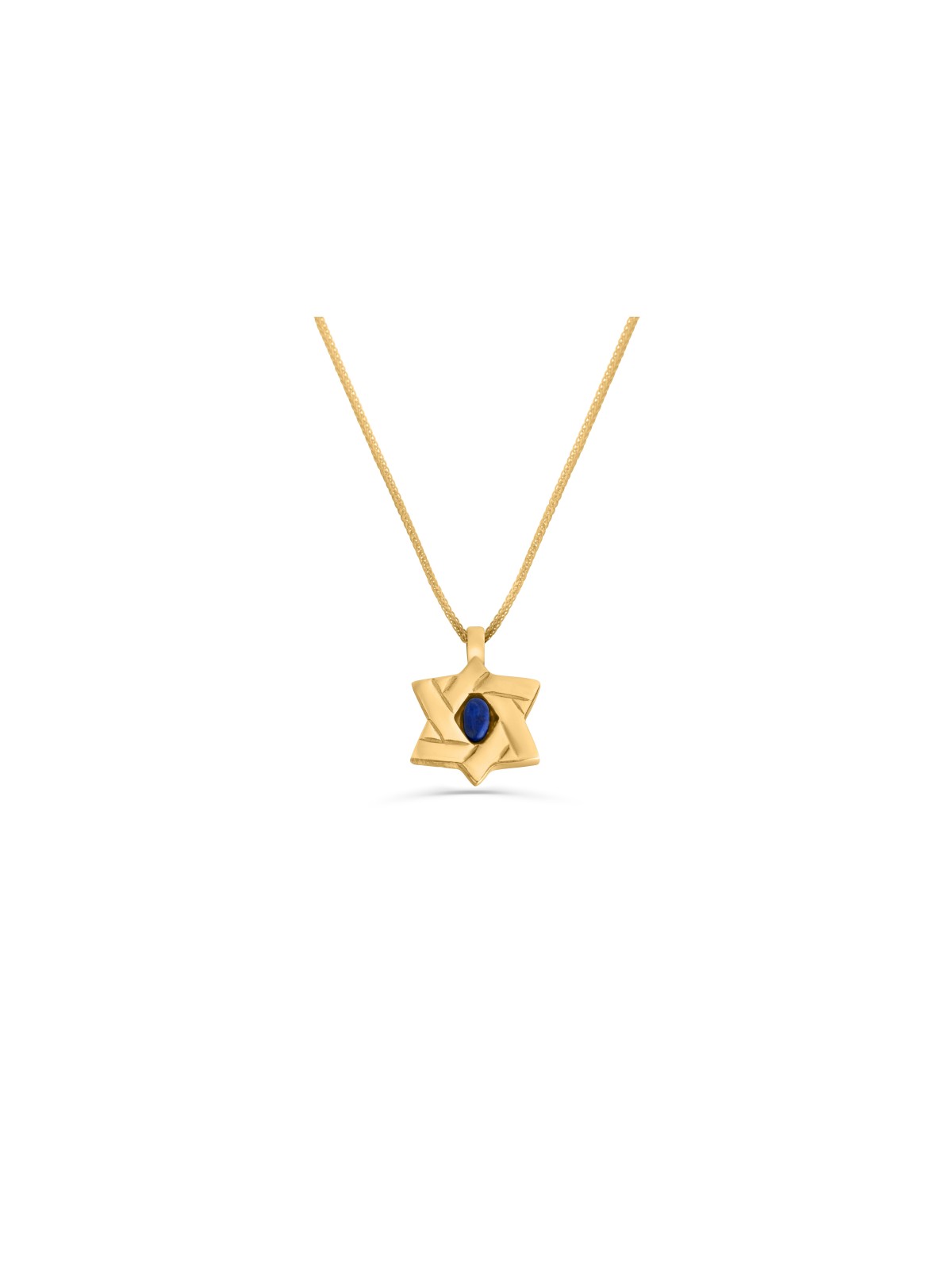 Modern Sterling Gold Necklace with Lapis Stones , Tu B'Av Gifts , Isra