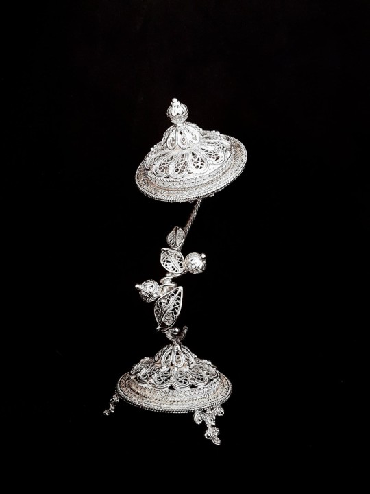 Grande boîte à épices florale en argent à couper le souffle pour Hav, argent sterling J