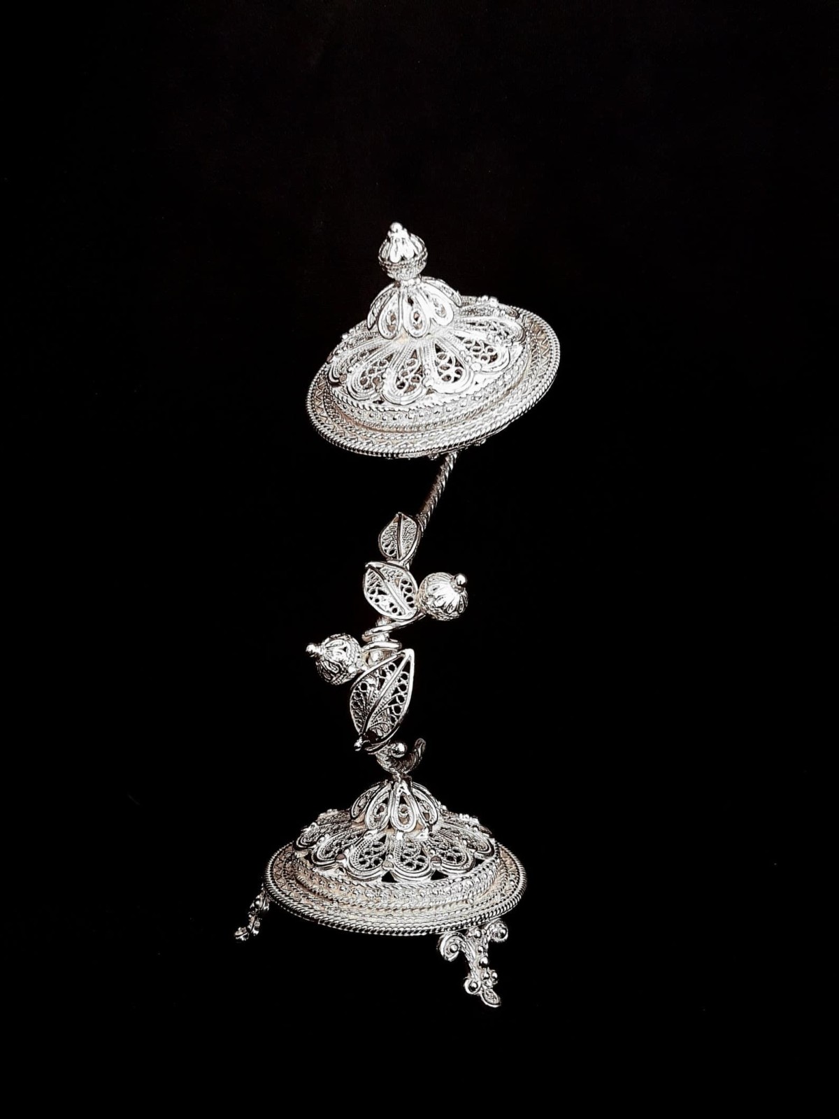 Breathtaking Large Floral Silver Spice Box for Hav , Sterling Silver J