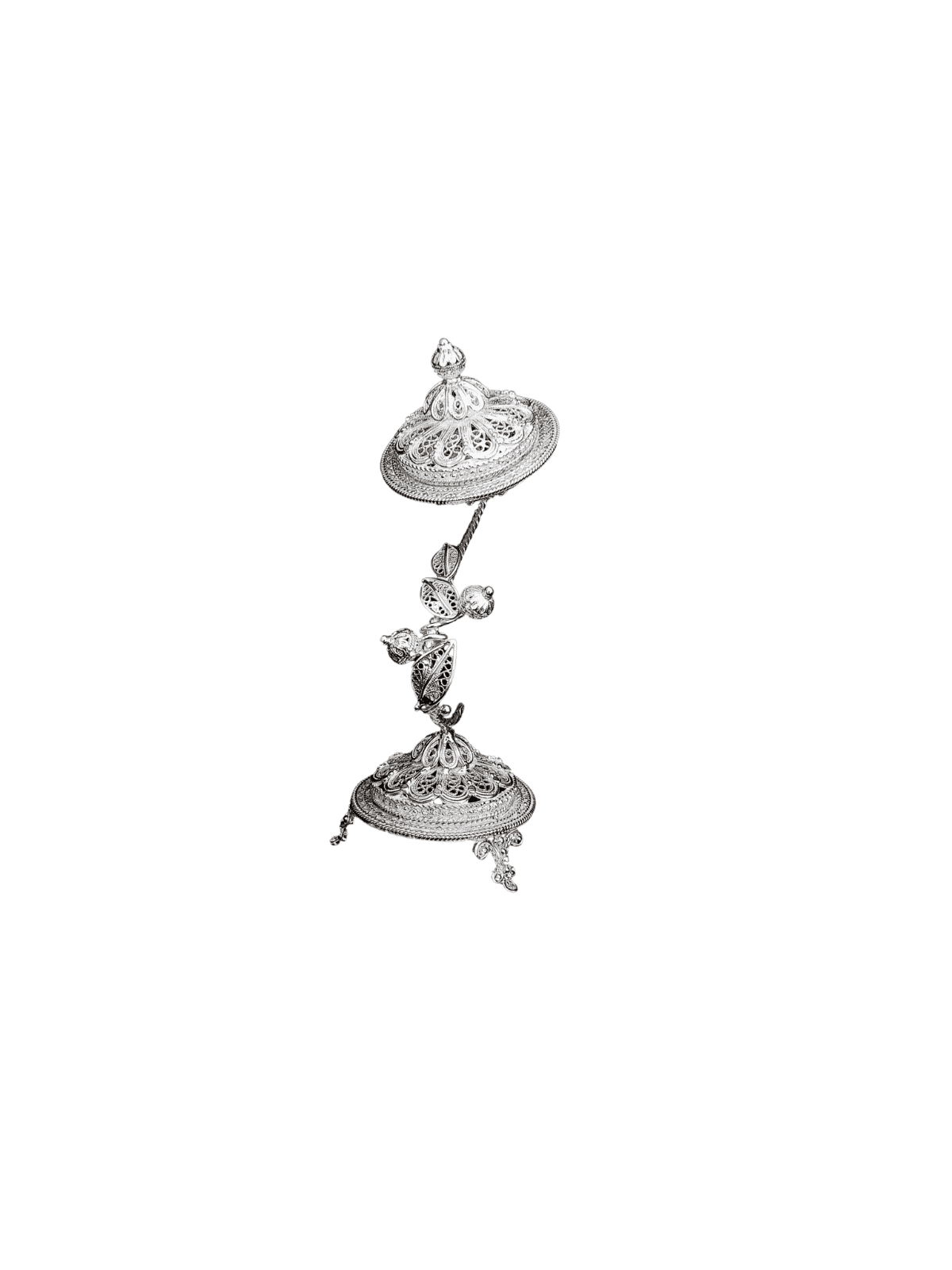 Grande boîte à épices florale en argent à couper le souffle pour Hav, argent sterling J
