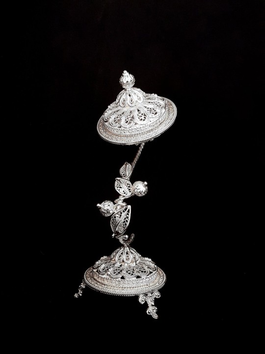 Breathtaking Large Floral Silver Spice Box for Hav , Sterling Silver J