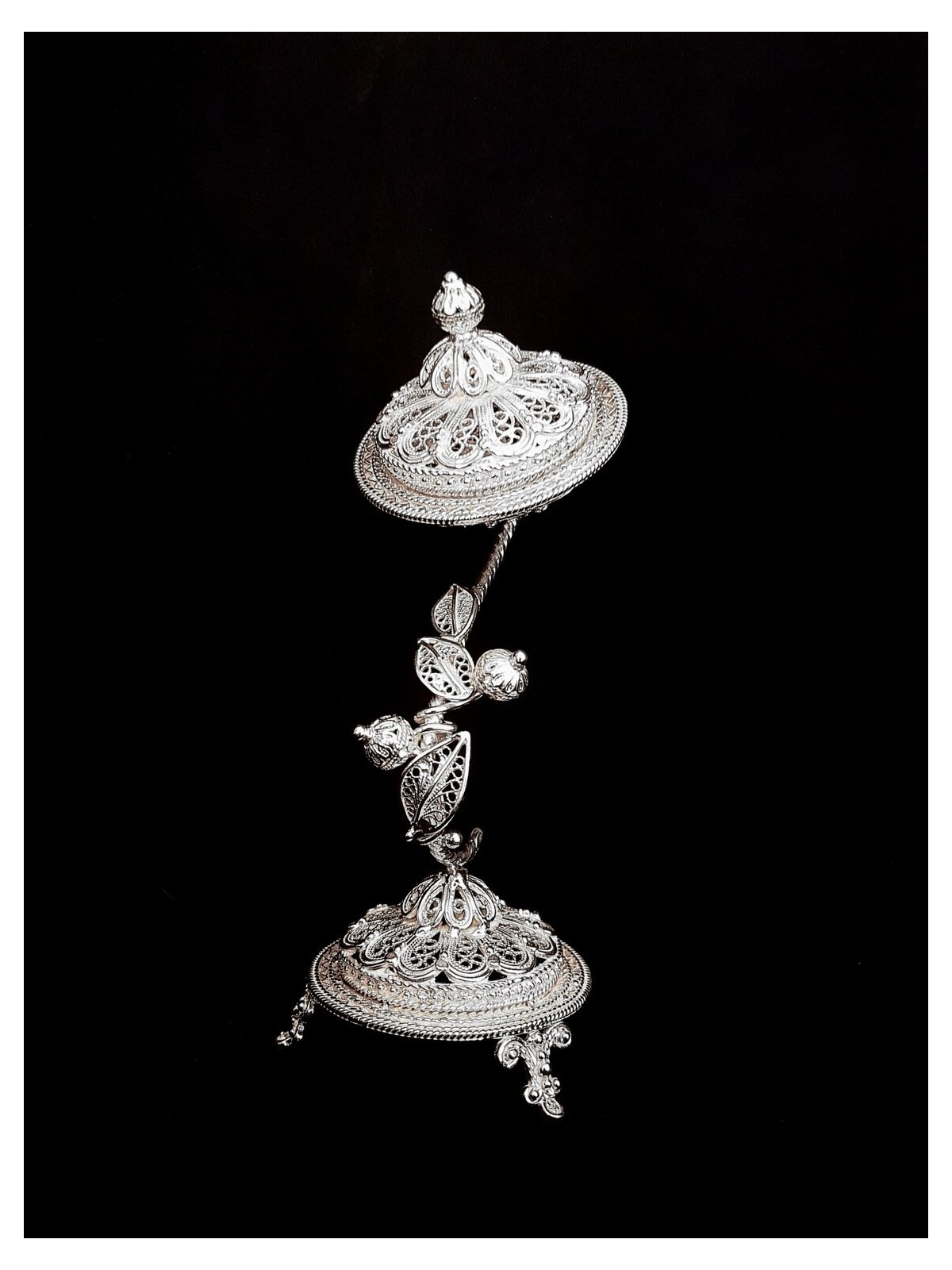 Breathtaking Large Floral Silver Spice Box for Hav , Sterling Silver J
