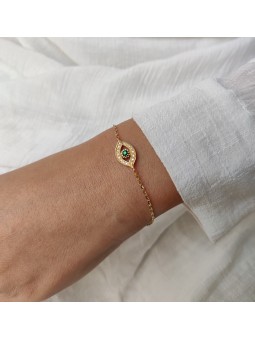 Bracelet mauvais œil en or et diamants avec émeraude Sto, bracelets juifs