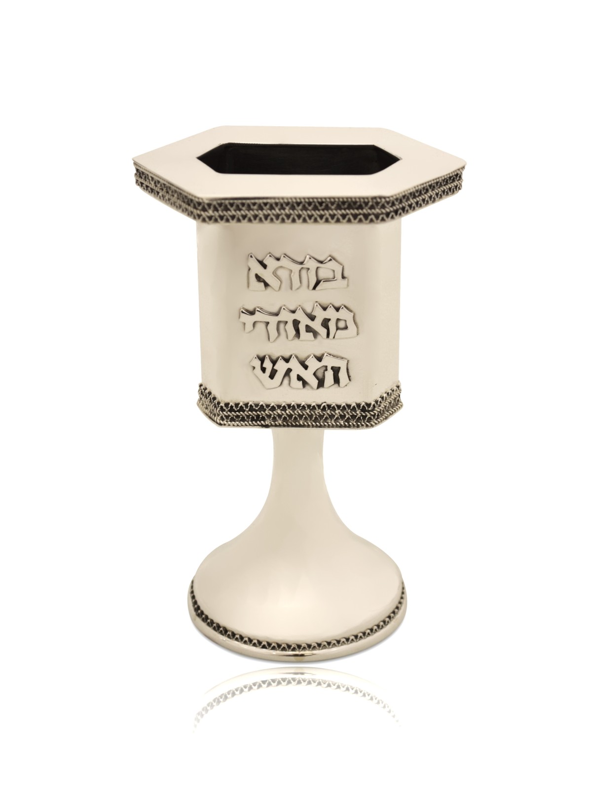 Filigree Silver Havdalah Candle Holder with Blessi , Tu B'Av Gifts , I