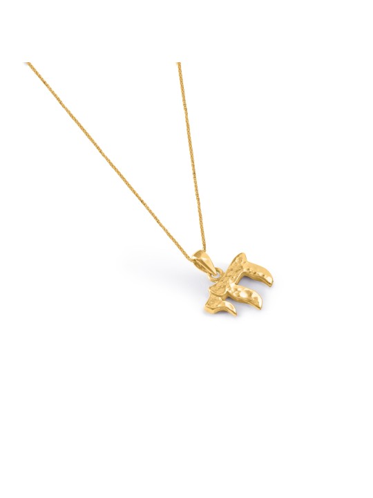 Collier Chai en or 14K de finition martelé moderne, cadeau de mariage juif