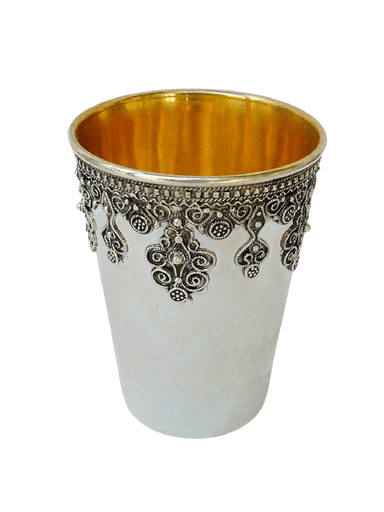 Becher en argent sterling avec filigrane yéménite, cadeaux de Pâque, Israël