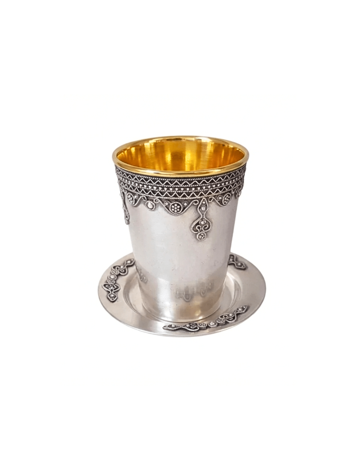 Coupe de Kiddouch en argent sterling sans jambes ornée de F , cadeaux de Pâque ,
