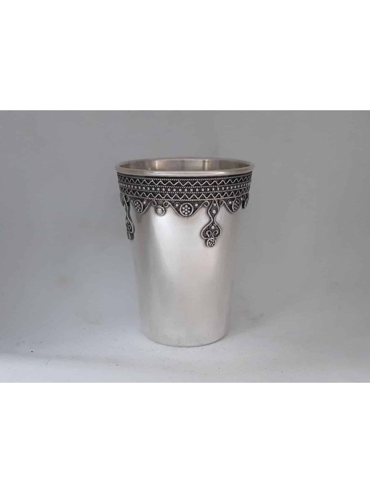 Legless Sterling Silver Kiddush Cup Ornated with F , Passover Gifts ,