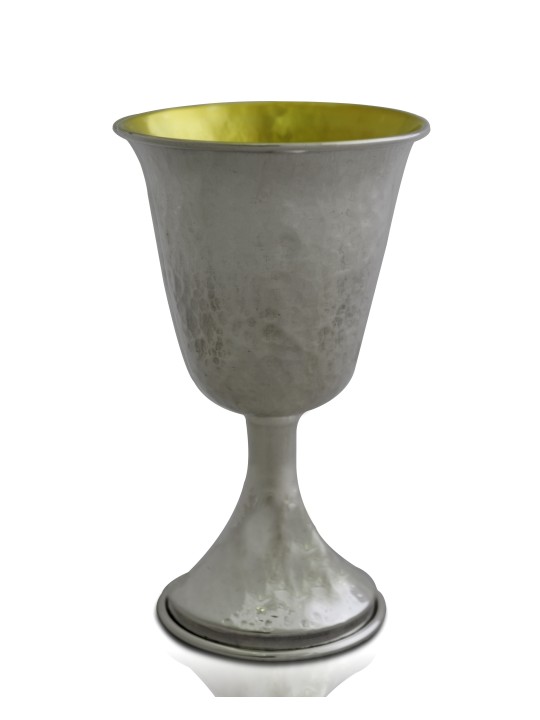 Hammered Finishing Silver Cup for Kiddush with Ste , Passover Gifts ,