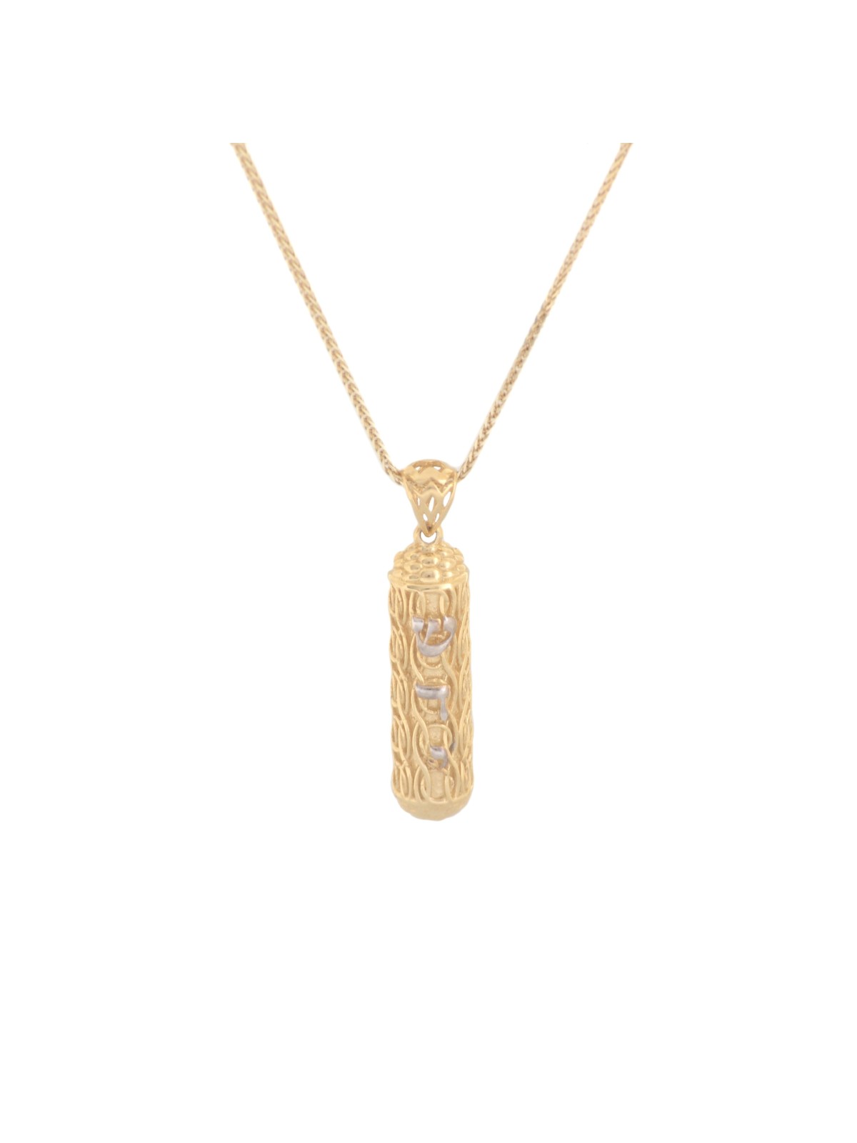 Gold Mezuzah pendant for men , Tu B'Av Gifts , Israeli Judaica