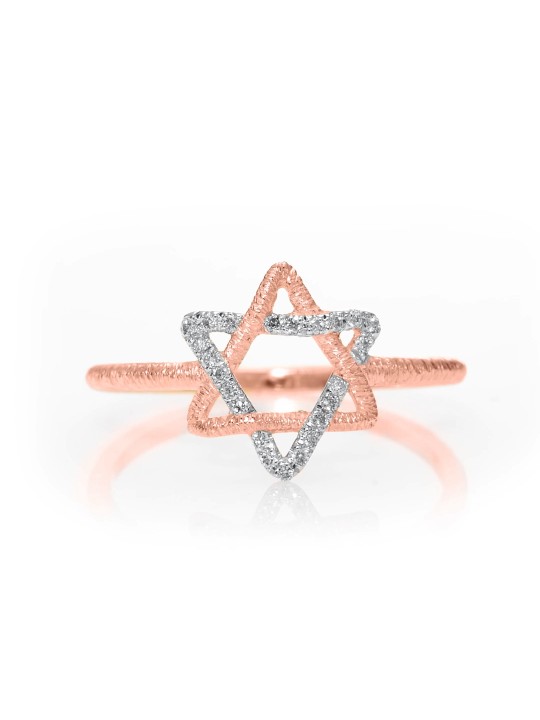 14K Gold Texture Star of David Ring Adorned with D , Star of David Jew