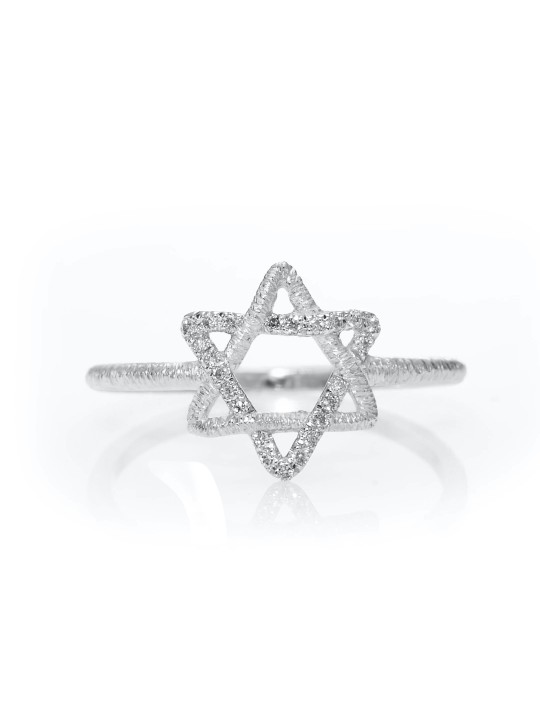 14K Gold Texture Star of David Ring Adorned with D , Star of David Jew