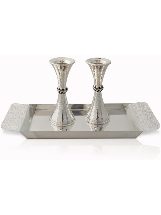 Mid Size Sterling Silver Hammered Candlesticks , Sterling Silver Candl