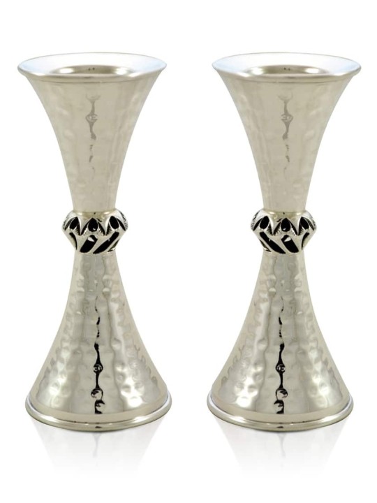 Chandeliers martelés par argent sterling de taille moyenne, bougie en argent sterling