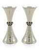 Chandeliers martelés par argent sterling de taille moyenne, bougie en argent sterling