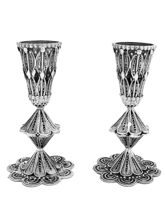 Pure Silver Traditional Shabbat Candlesticks , Passover Gifts , Israel