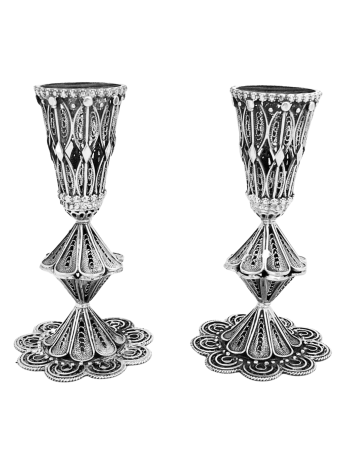 Pure Silver Traditional Shabbat Candlesticks , Passover Gifts , Israel