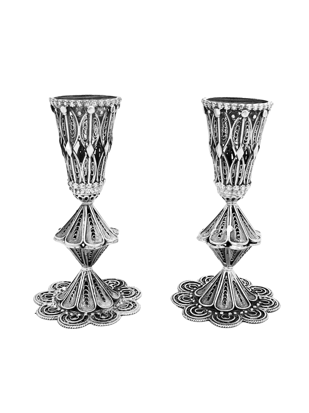 Pure Silver Traditional Shabbat Candlesticks , Passover Gifts , Israel