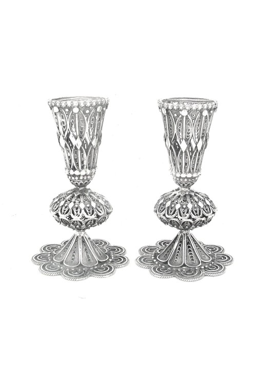 Bougeoirs vintage en argent pur avec filigrane, boîte en argent sterling