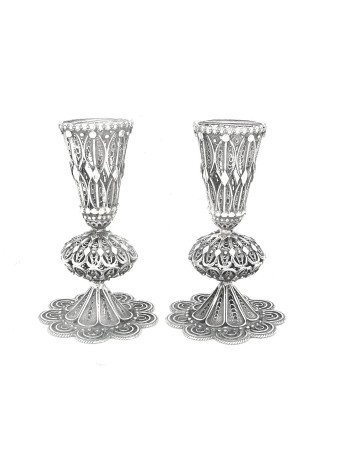 Bougeoirs vintage en argent pur avec filigrane, boîte en argent sterling
