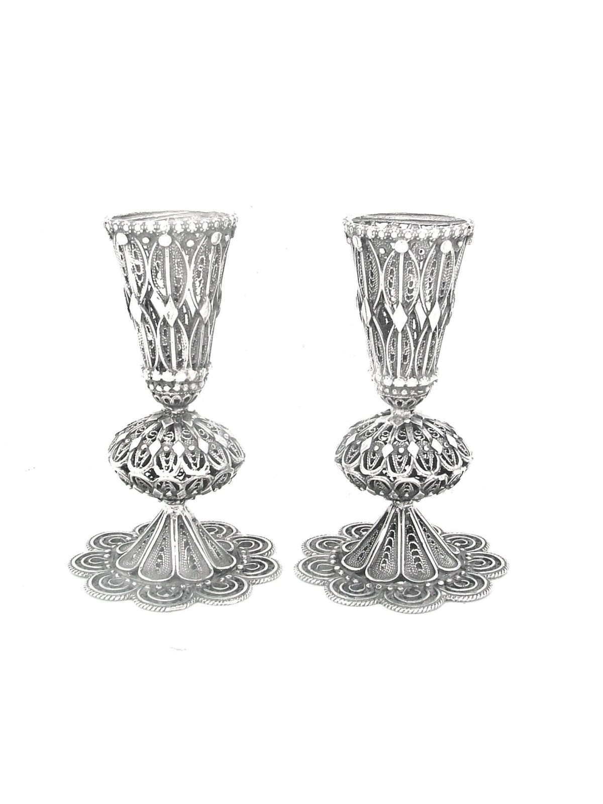 Bougeoirs vintage en argent pur avec filigrane, boîte en argent sterling