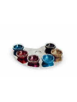 Colorful Hammered Seder Plate Paint Palette Shaped , Aluminum Seder Pl