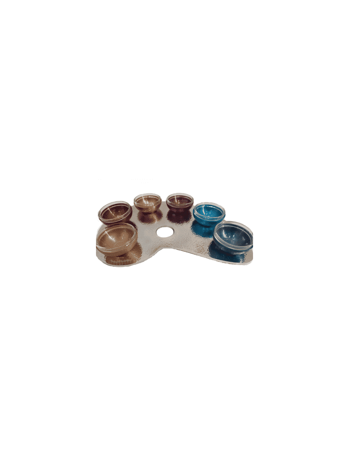 Colorful Hammered Seder Plate Paint Palette Shaped , Aluminum Seder Pl