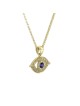 Collier classique en diamant et or massif contre le mauvais œil W, ajouter une chaîne 14 carats, I