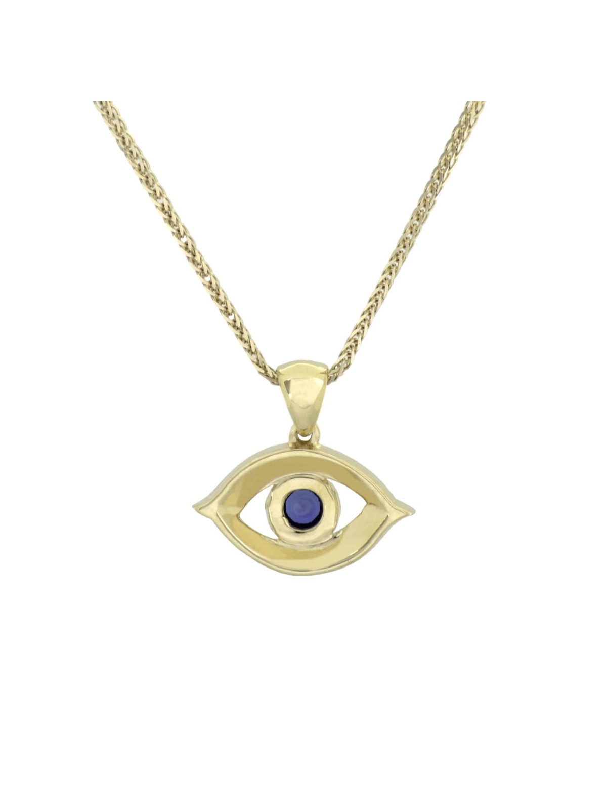 Classic Diamond and Solid Gold Evil Eye Necklace W , Add 14K Chain , I