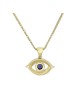 Collier classique en diamant et or massif contre le mauvais œil W, ajouter une chaîne 14 carats, I