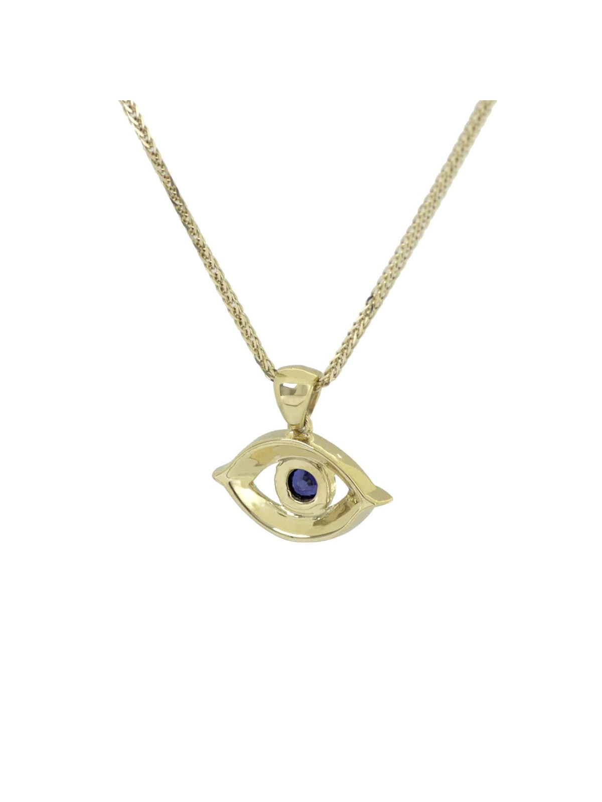 Classic Diamond and Solid Gold Evil Eye Necklace W , Add 14K Chain , I