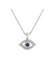 Pendentif Evil Eye en or blanc 14 carats et diamants avec S, ajouter une chaîne 14 carats, I