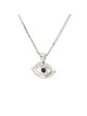 14k White Gold and Diamond Evil Eye Pendant with S , Add 14K Chain , I