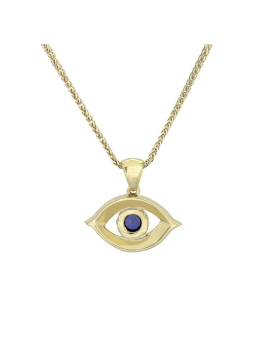 Pendentif Evil Eye en or blanc 14 carats et diamants avec S, ajouter une chaîne 14 carats, I