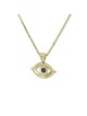 Pendentif Evil Eye en or blanc 14 carats et diamants avec S, ajouter une chaîne 14 carats, I