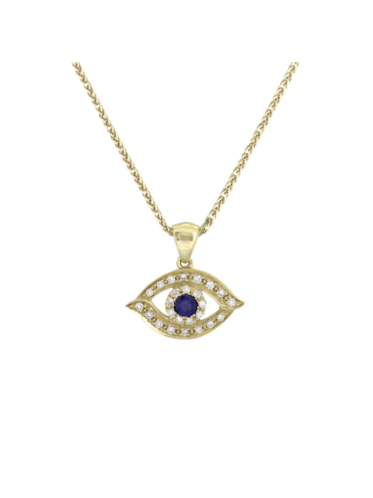 14k White Gold and Diamond Evil Eye Pendant with S , Add 14K Chain , I