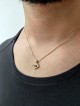 תליון זהב לבן 14 קראט ויהלום עין הרע עם S , הוסף שרשרת 14K , I